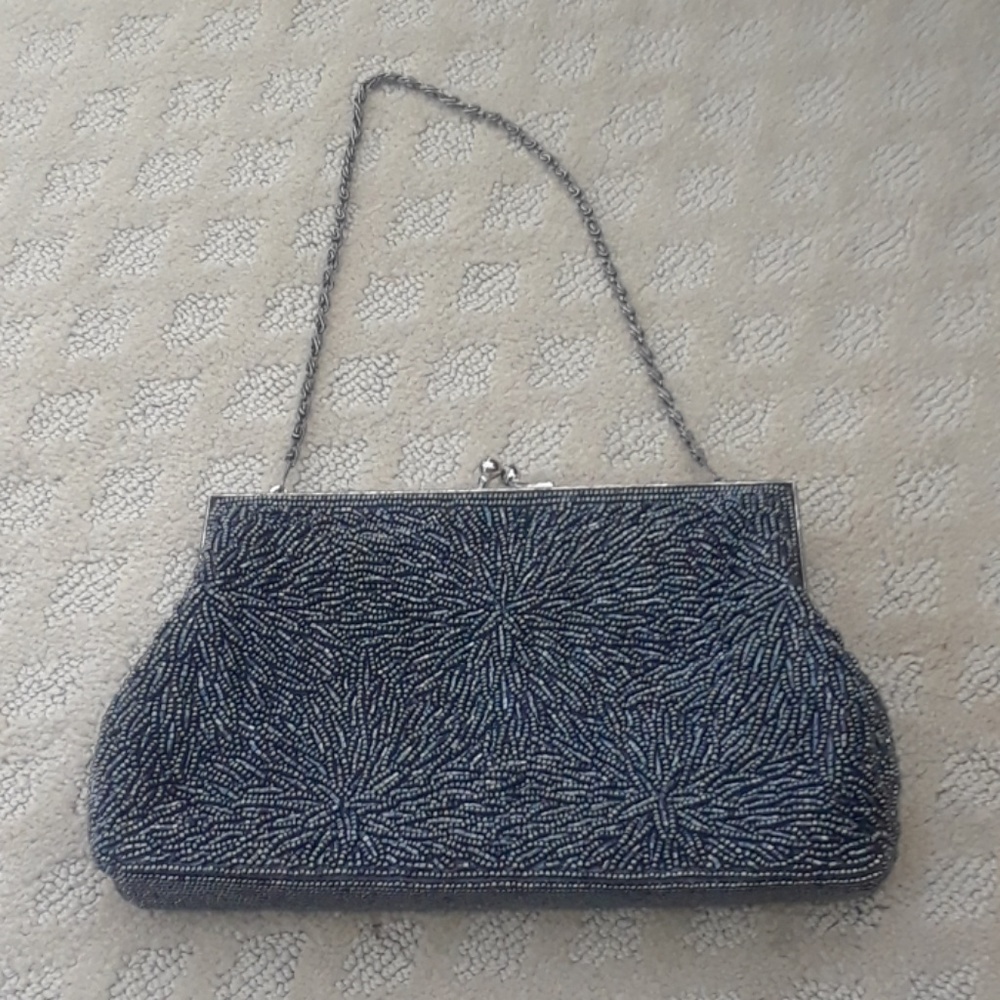Black beaded clutch/hand bag
